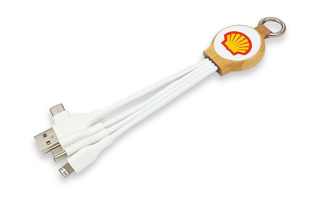Nachhaltiges 5-in-1-Ladekabel mit beleuchtetem Logo