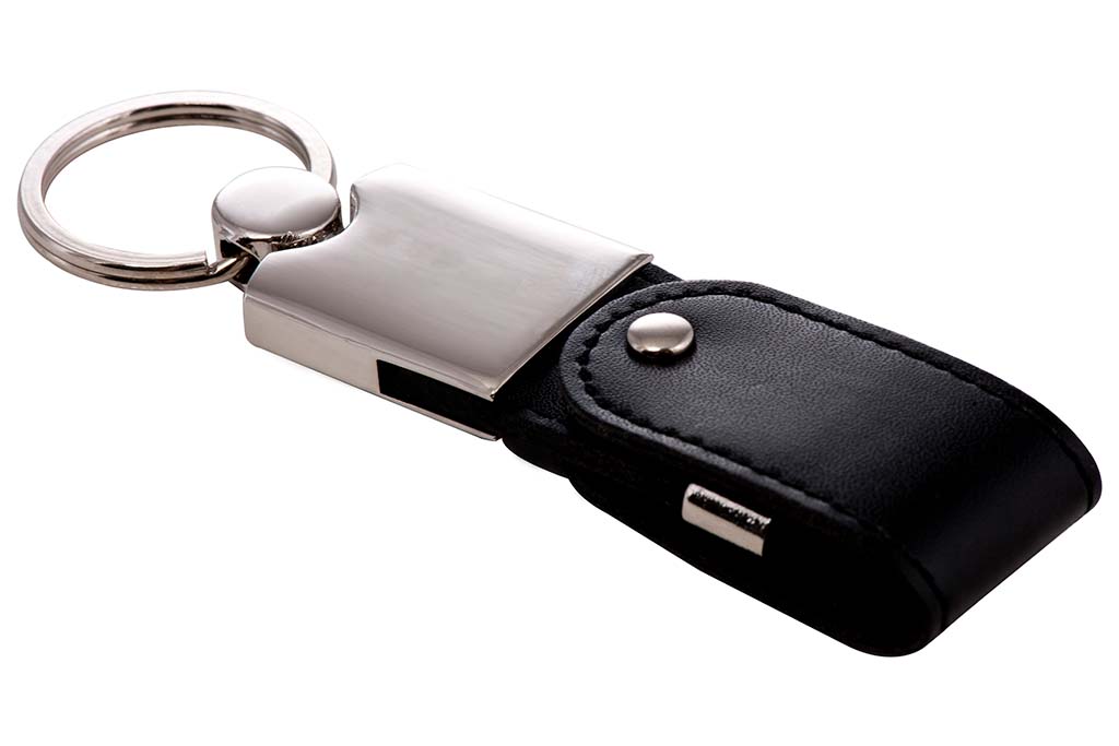 USB-Stick Metall mit Ledereinsatz