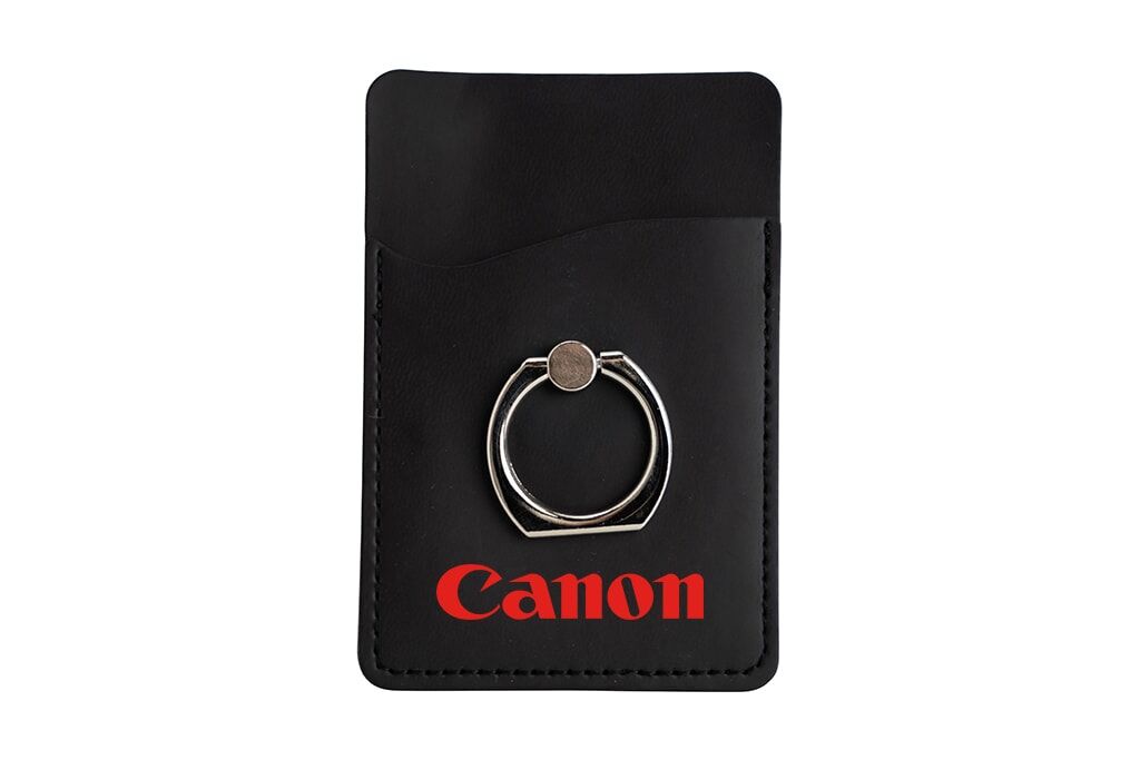 Karten Halterung mit Ring selbstklebend für Handy aus Leder